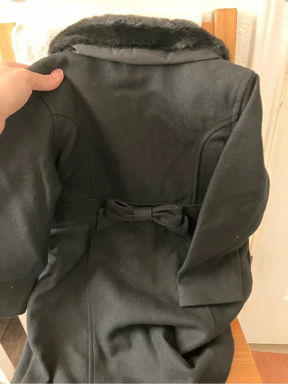 Gymboree Black Pea Coat with Faux-Fur Collar